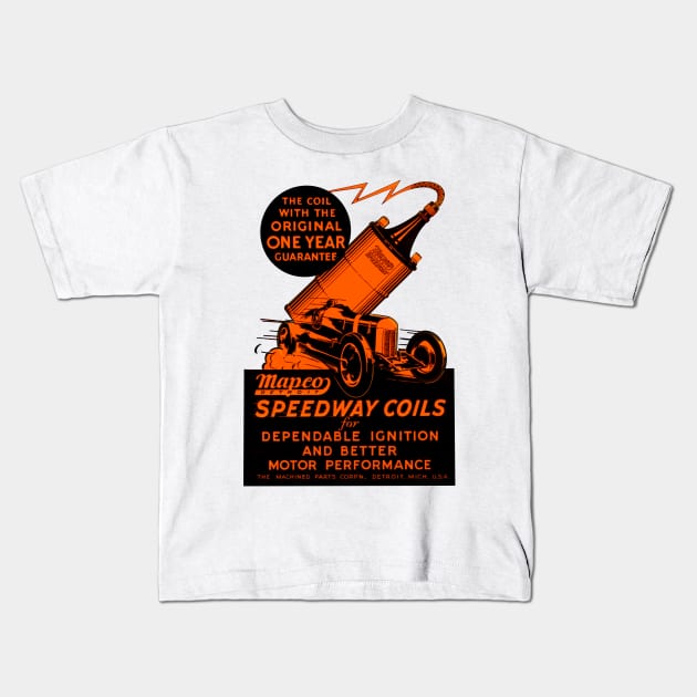 Vintage_Detroit_Mapco_Speedway_Coils Kids T-Shirt by MotorManiac